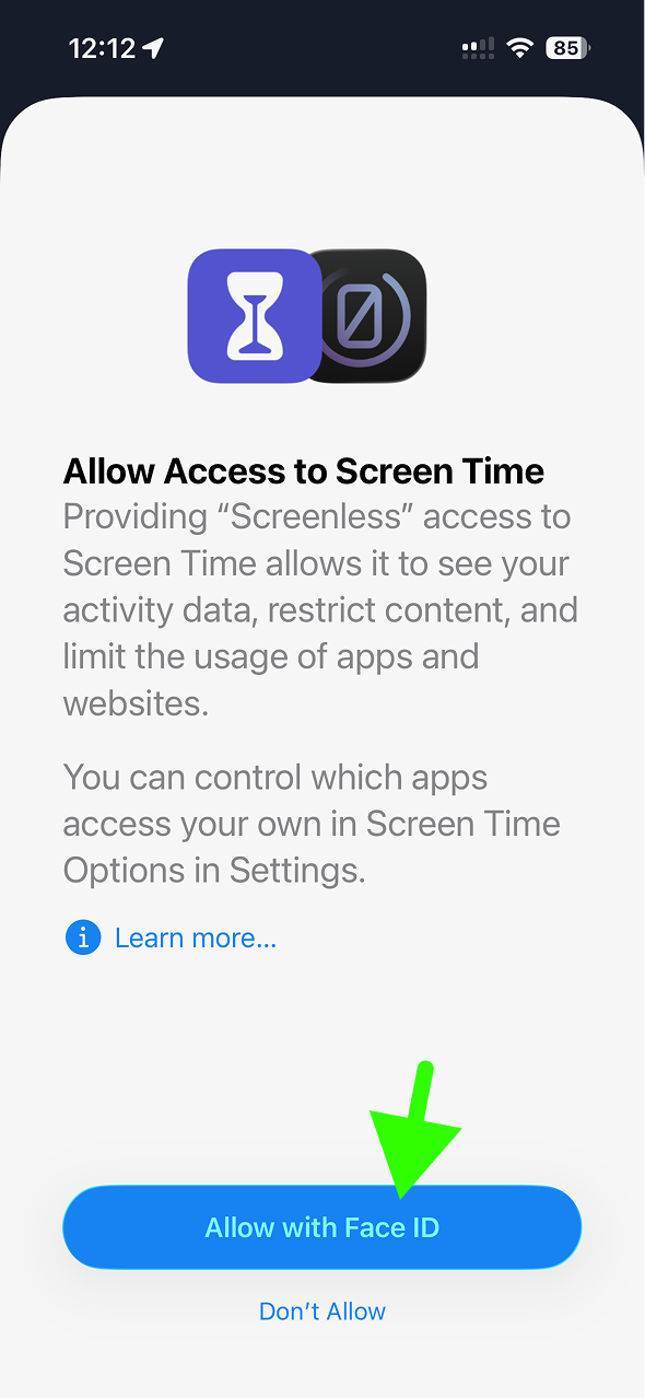 Tippen Sie auf „Erlauben“ mit Face ID